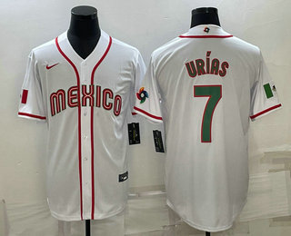 Men%27s Mexico Baseball #7 Julio Urias 2023 White Blue World Baseball Classic Stitched Jerseys->2023 world baseball classic->MLB Jersey